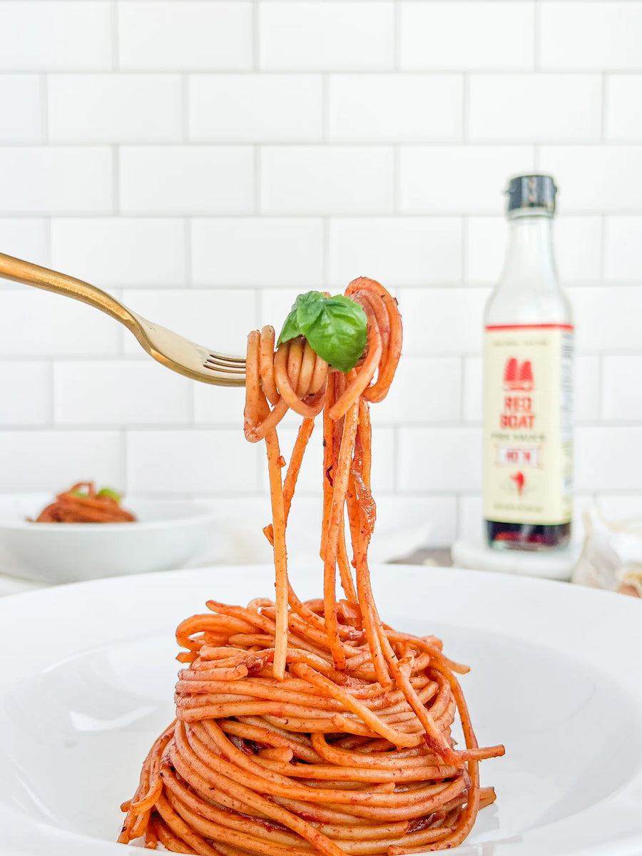Caramelized onion pasta – Red Boat Fish Sauce